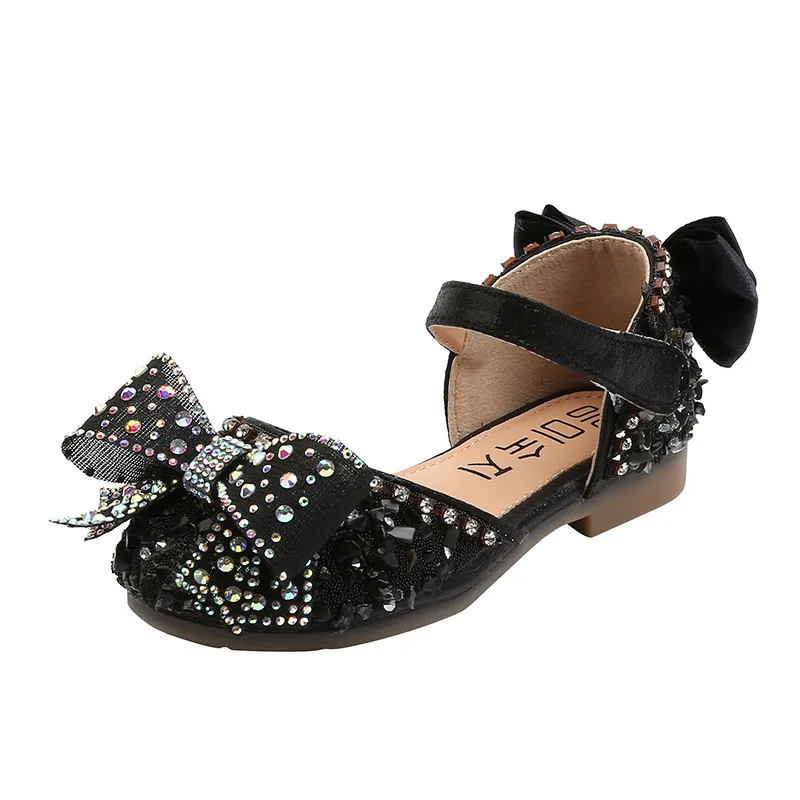 

2021 Kids Sandals Slides for Kids Shoes Summer Girls Sandals with Bow Diamond Princess Party Shoes Soft Flat Sandals for Girls