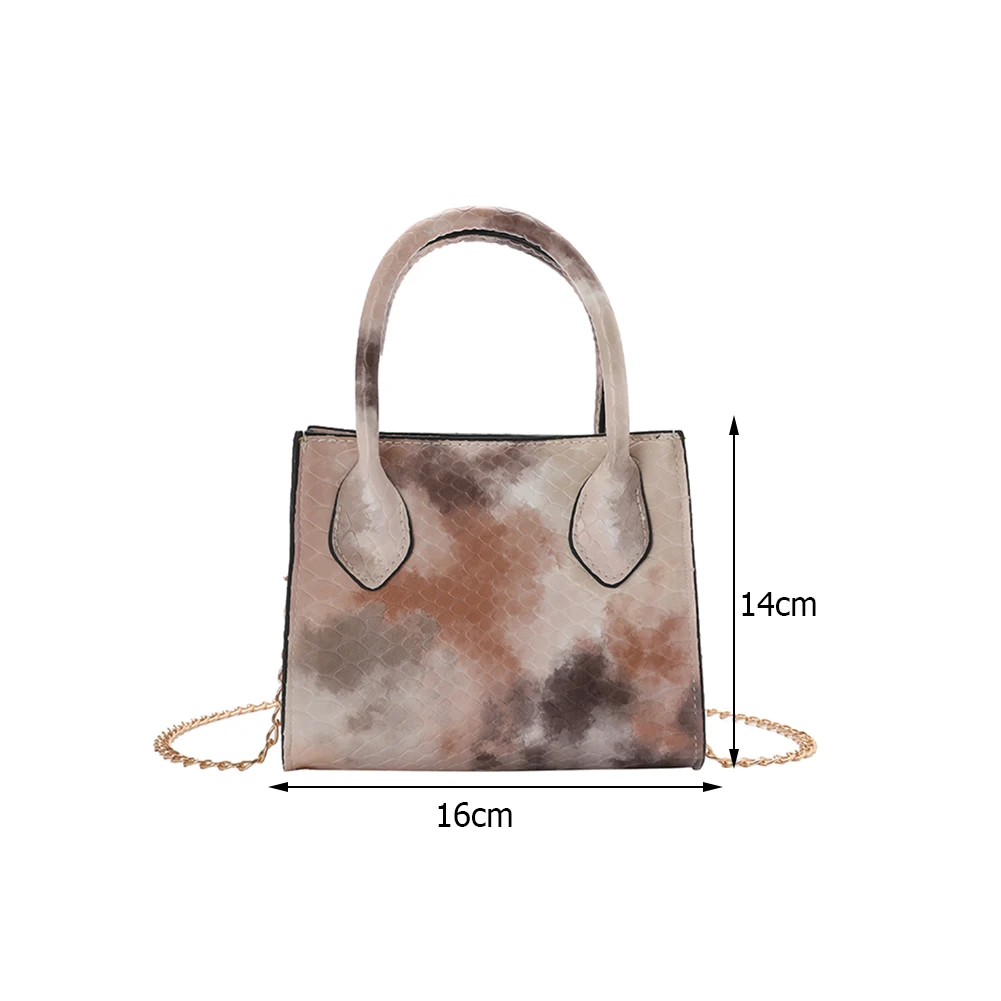 

Vintage Women Tie Dye Snake Pattern Shoulder Crossbody Bags Chain PU Leather Messenger Bag Casual Ladies Mini Handbags Purse New