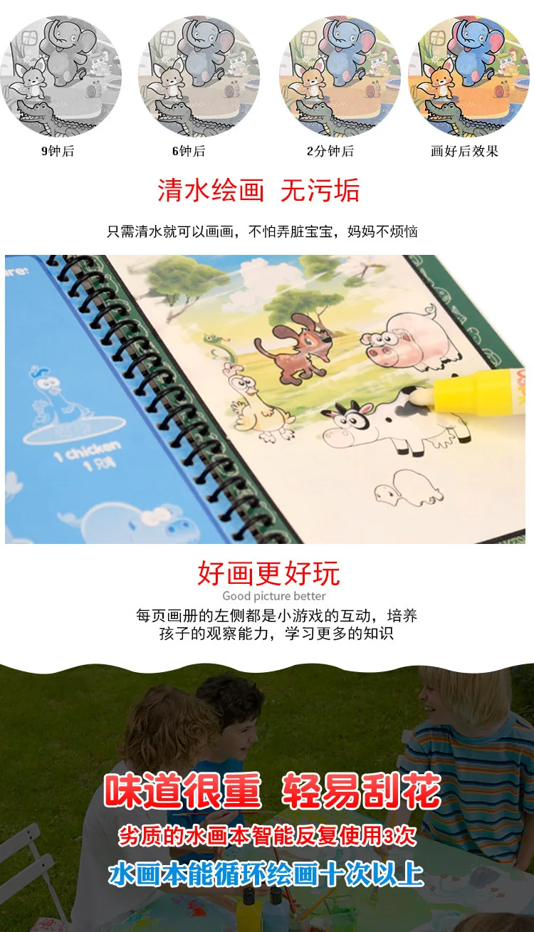ГОРЯЧАЯ Детская лесная Волшебная водная рисовальная книга из ткани для детей рисование Рисование рисованной водой коврики для рисования игрушки повторное Рисование для детей