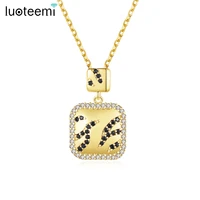 luoteemi new arrival 2021 fashion women pendant necklace square bread black cz jewelry top quality copper zircon jewelry gift