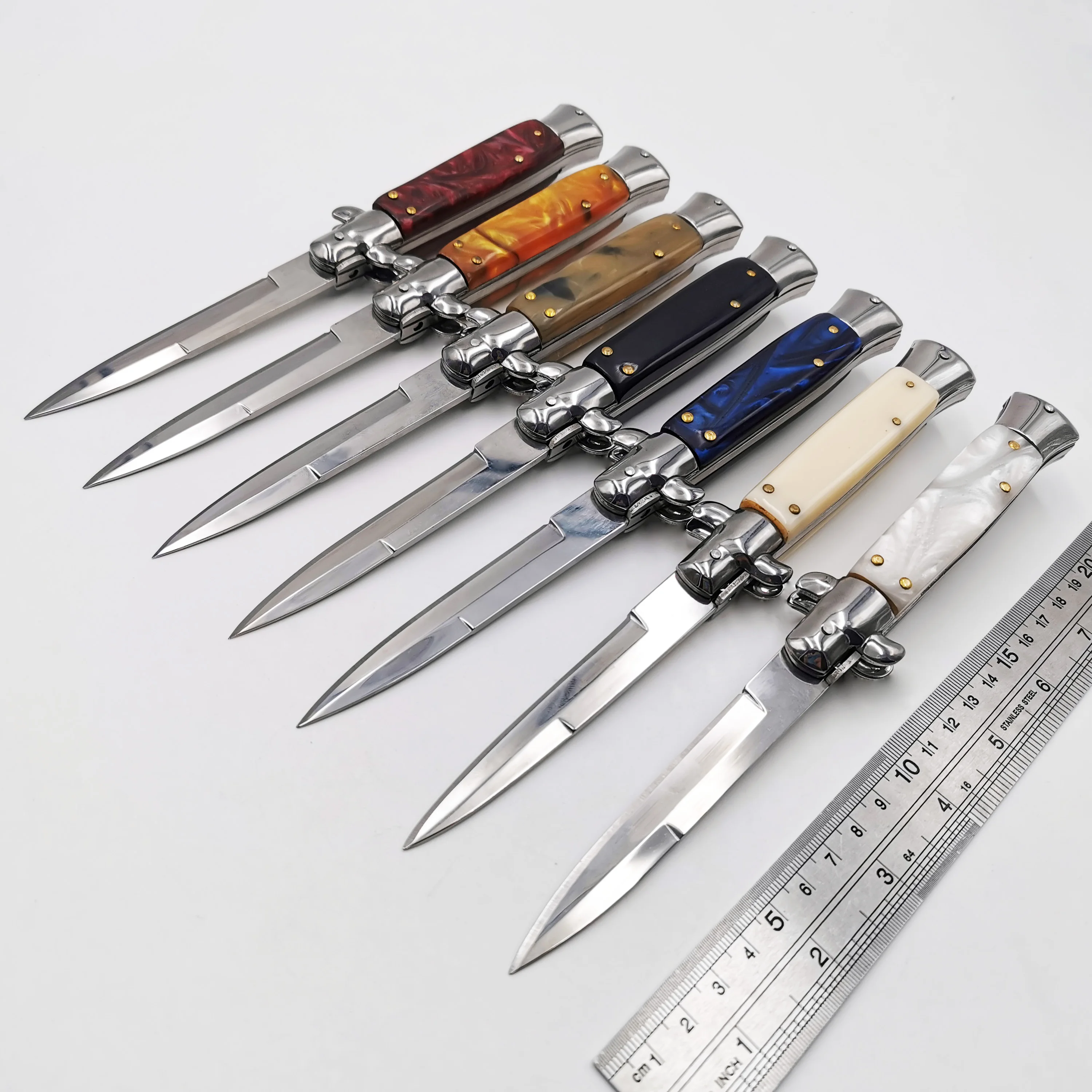 Итальянский Крестный отец Складной нож 440C Лезвие акриловая ручка карманный EDC