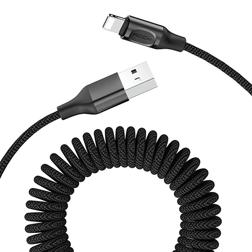 ROCK 2.1A USB кабель для iPhone XS Max, кабель для быстрой зарядки и передачи данных 1,5 м для iPhone X 8 7 6 5 5S SE, usb-кабель для освещения - Цвет: Black