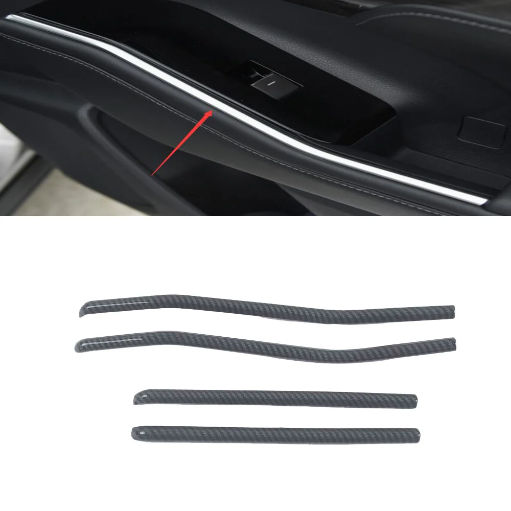 

For Toyota Highlander 2021 2022 Car Inner Carbon Fiber Car Armrest Side Window Moulding Strip Protection Frames Trims Styling