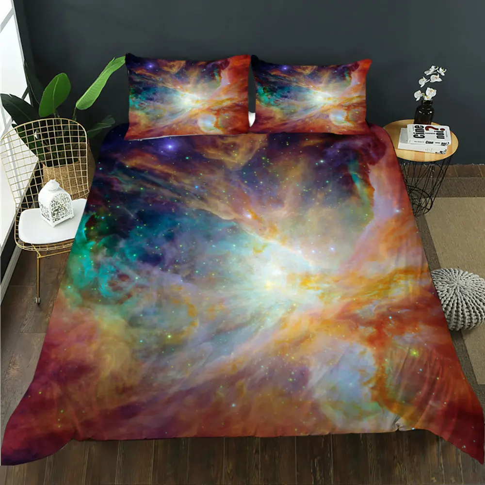 

BailiPromise colourful Starry sky Galaxy bedroom Bedding Set 3D Print Pillowcase Soft Duvet Cover Set ensemble de literie