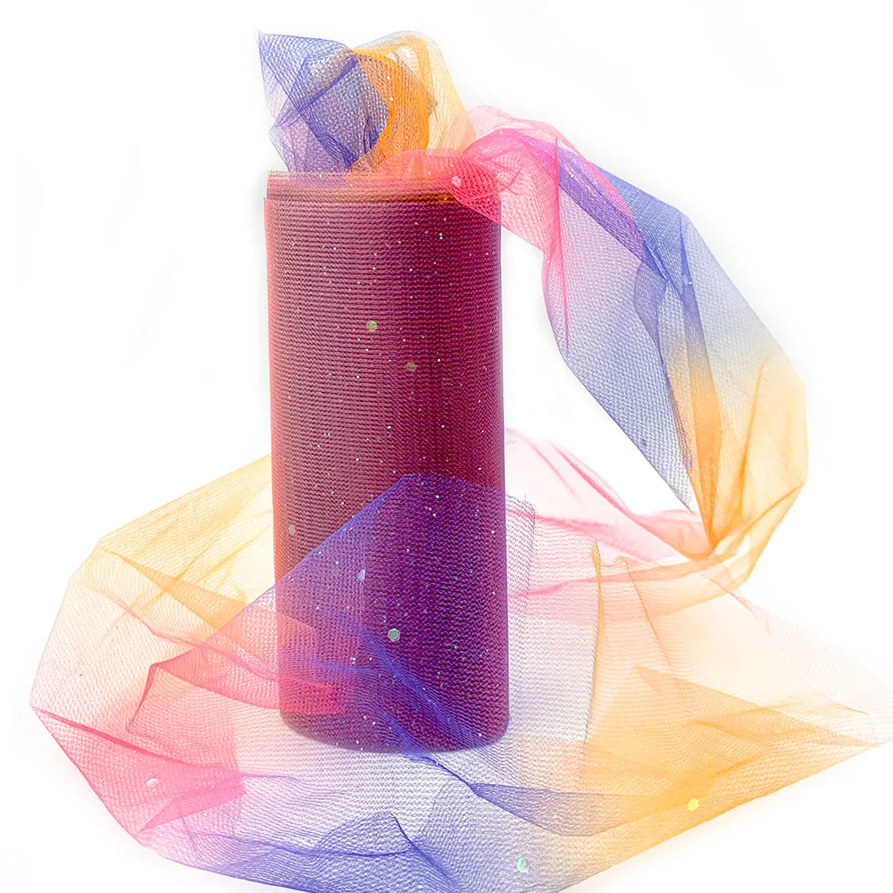 

Радужный глиттерный тюль 10 ярдов для декора