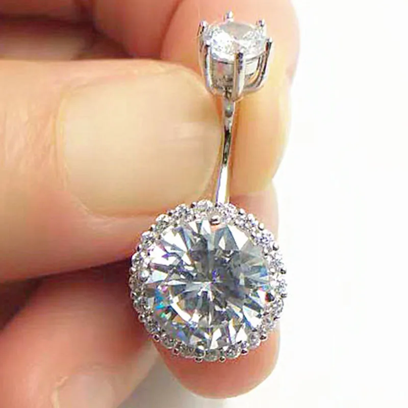 Женское кольцо на пупок с кристаллом 925 пробы ювелирное изделие для пирсинга