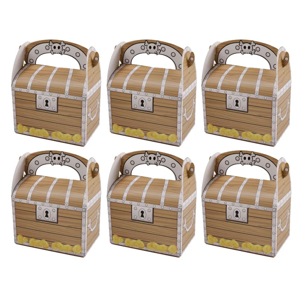 

12/24pcs Portable Pirate Treasure Chest Box Halloween Candy Biscuit Storage Bags Treat Box Candy Storage Case Party Supplies