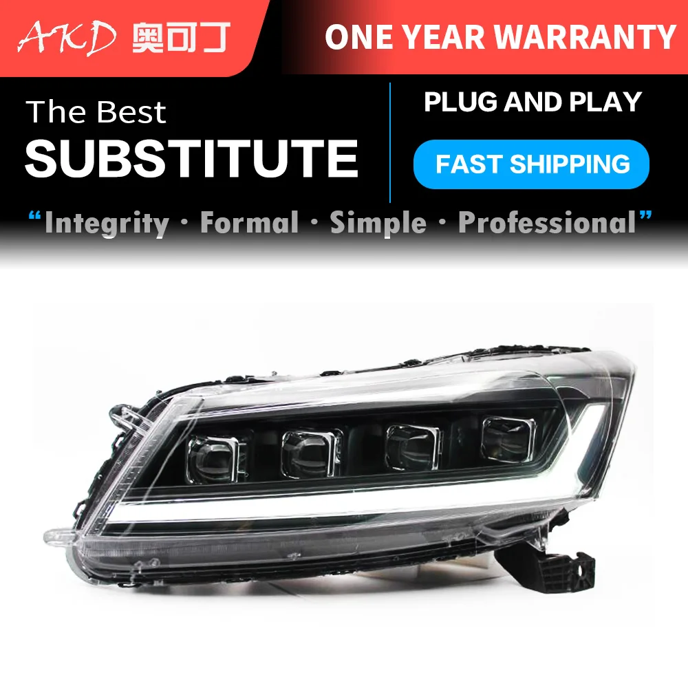 

2 PCS Car Lights automotive Parts For Honda Accord G8 2008-2013 Head lamps LED Headlight LED Dual Projector FACELIFT