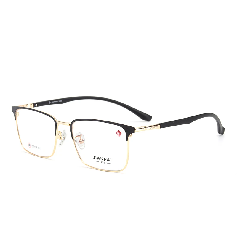H04J Black Gold Мужские очки, оправа, модные квадратные оптические очки по рецепту, корейский бизнес, близорукость, оправы для очков#92716 - Цвет оправы: H04J Black Gold