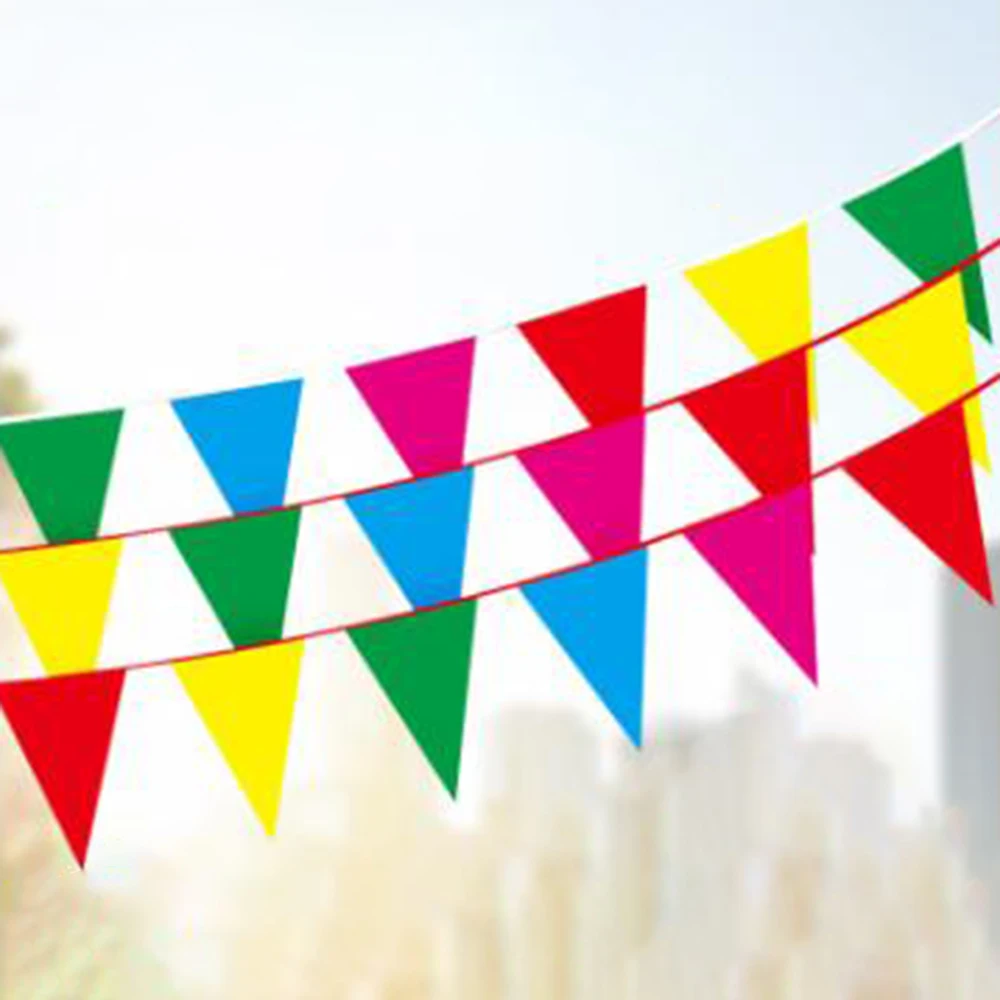 

Wedding Flag Christmas Outdoor Colourful Triangle String Pennant Party