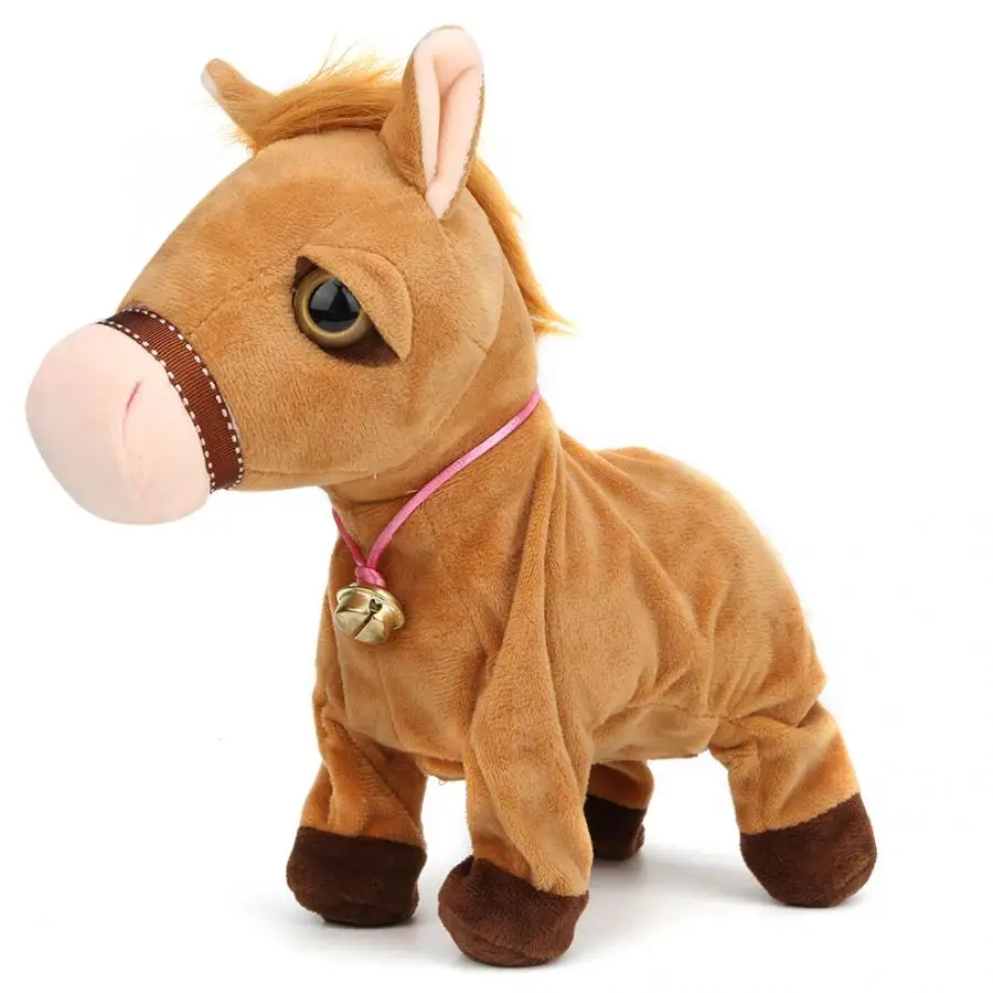 Умная электрическая лошадь плюшевая игрушка с голосовым управлением шагающая и