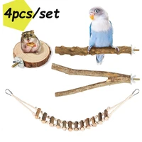 4pcsset pet bird chew toys parrot perches cage ladders stand paw grinding toys for parrot bites pet product