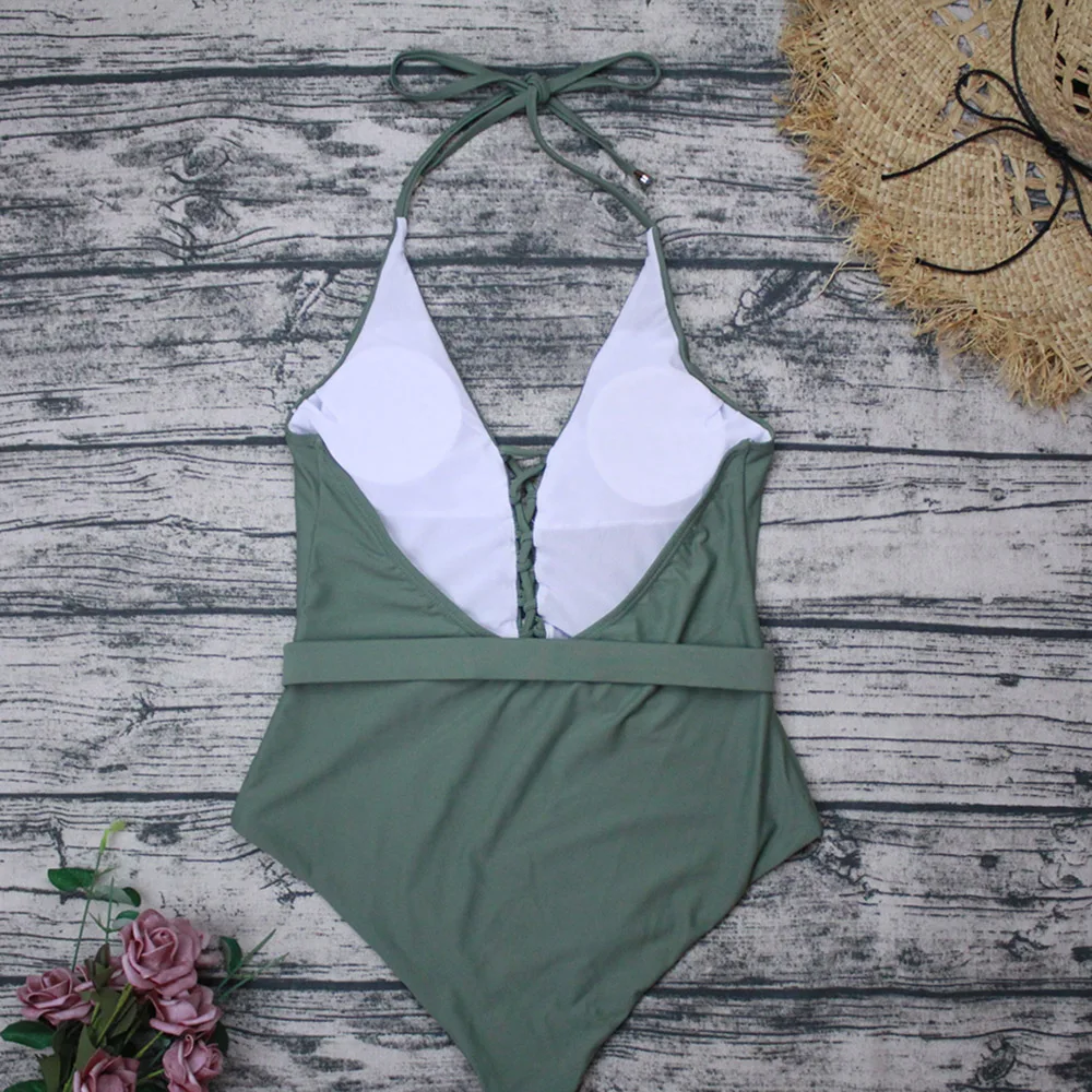 

Hot Sale Girl and Woman One-piece Swimsuit Sweet Sexy Suspender Belt Buckle High-end Waterproof Fabric Summer Beach Bikini