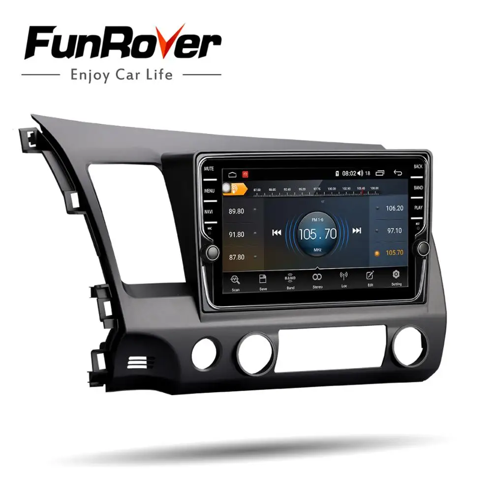 Funrover Android 9.0 Car DVD GPS Multimedia Player For Honda Civic 2006-2011 car dvd Navigation radio Video Audio dsp | Автомобили и