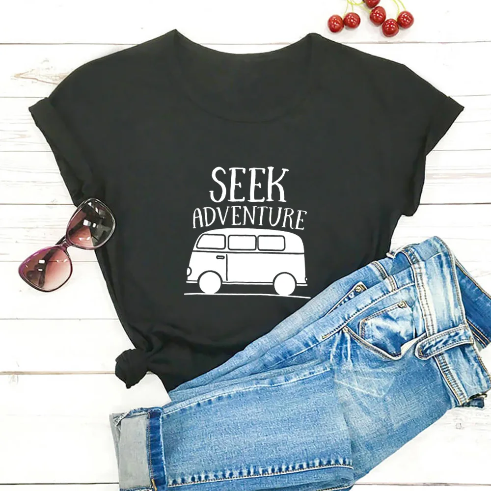 

SEEK ADVENTURE T-shirt Women Cotton O-neck Casual Short Sleeves Tshirt Women Lightweight Comfortable Women T Shirt Streetwear