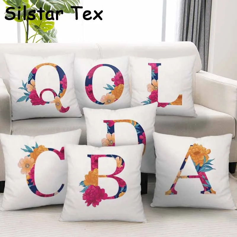 Silstar Tex цветные наволочки с буквенным принтом Английский алфавит цветы