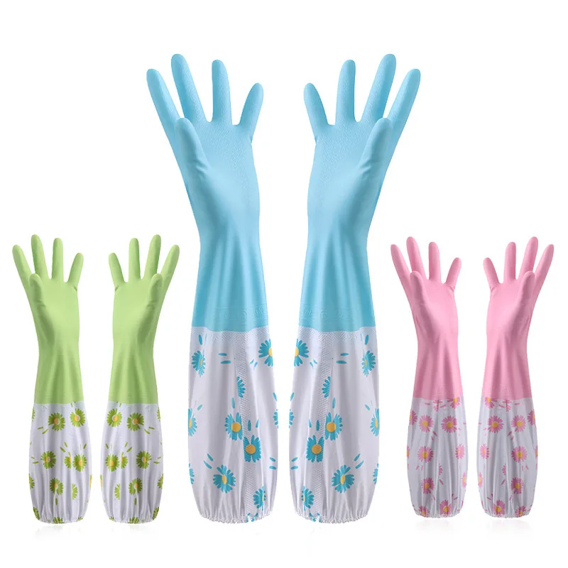

Daisy Kitchen Dishwashing Gloves Women Thick Latex Washing Clothes Waterproof Plastic Housework Durable Dishwashing Gloves