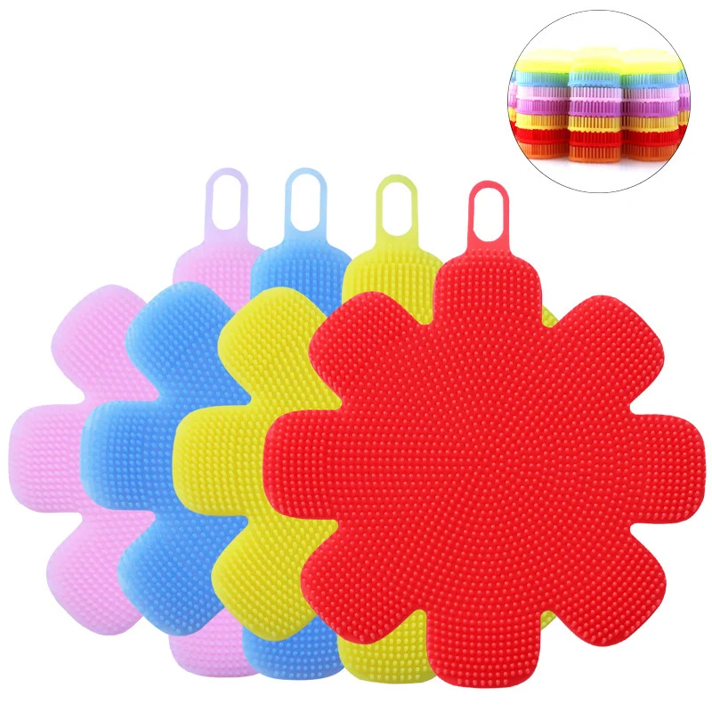 Пищевая силиконовая щетка для мытья посуды кухонная антипригарная тарелка