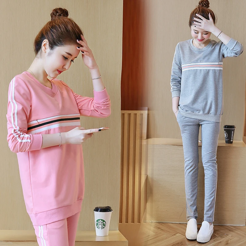 Весенне-осенний домашний наряд для беременных костюмы кормящих грудью комплекты