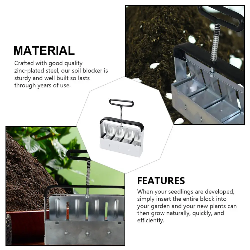

1pc Quad Soil Blocker Manual Soil Block Maker with Handle for Greenhouses