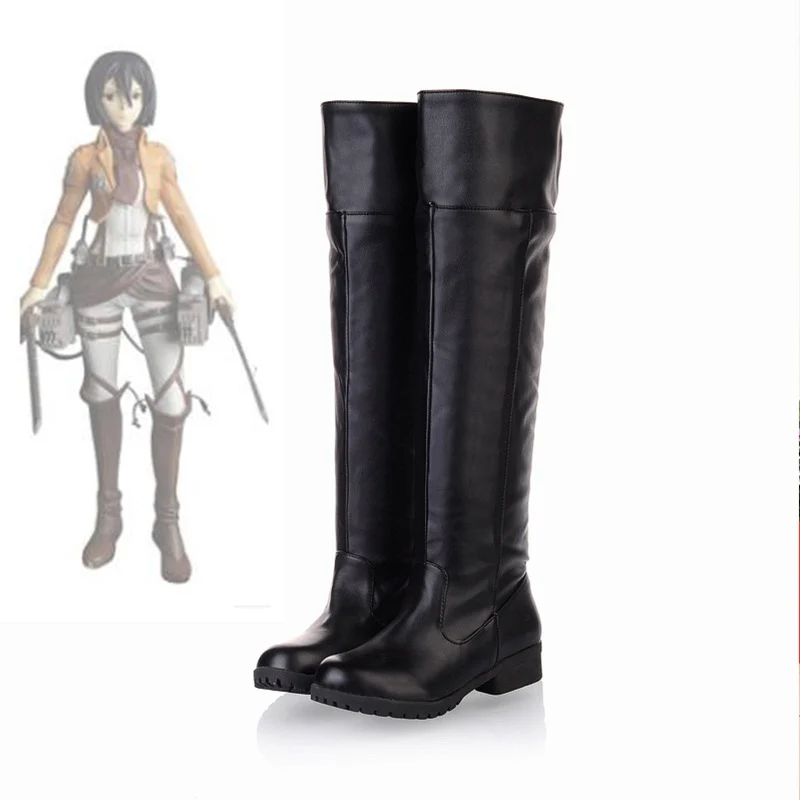 Аниме Эрен джейгер обувь для женщин Атака на Титанов длинные сапоги Эрена шиги