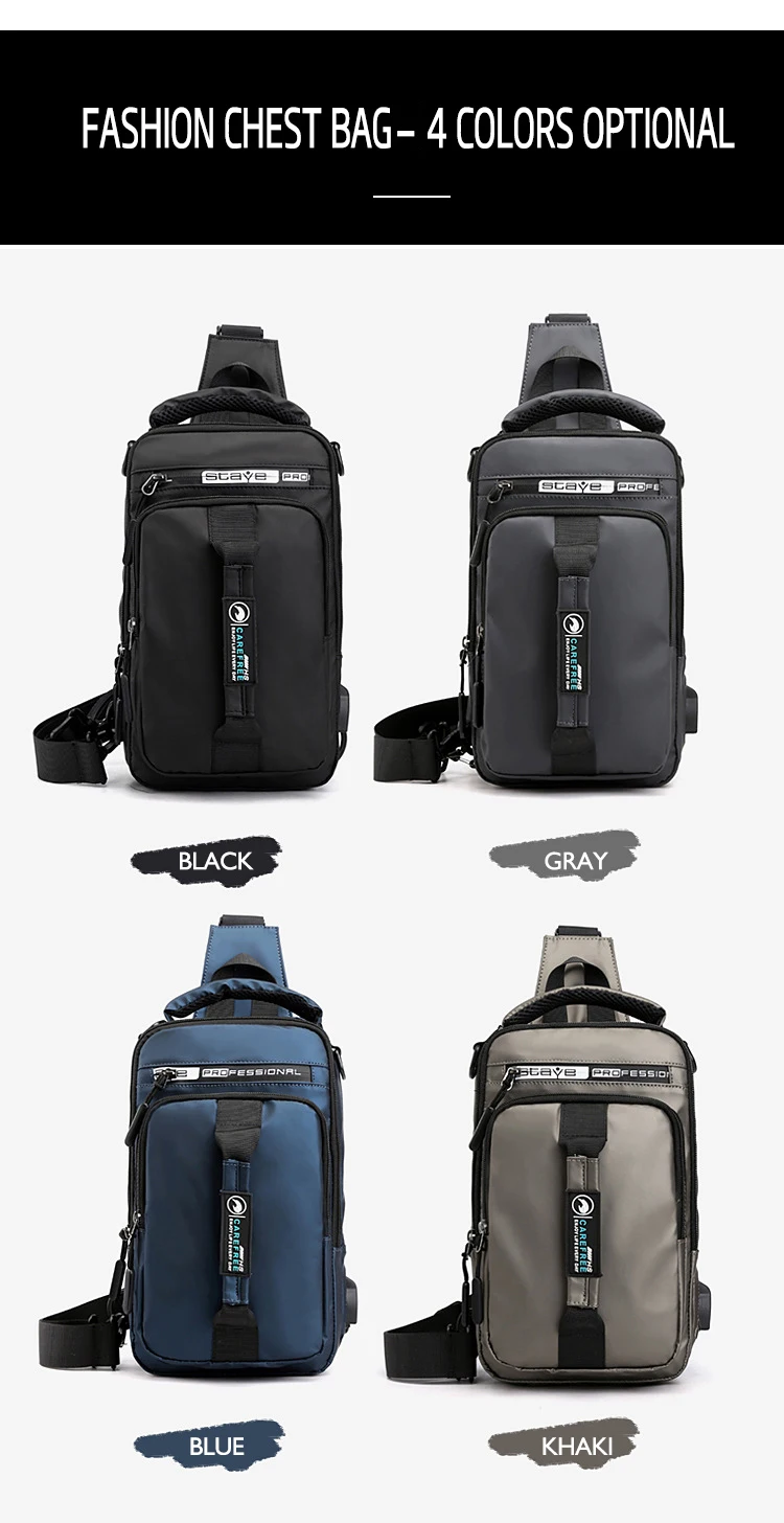 OZUKO New Multifunction Crossbody Bag for Men Chest Pack Sling&Double Shoulder Bag Male Waterproof Short Trip Messenger Bag