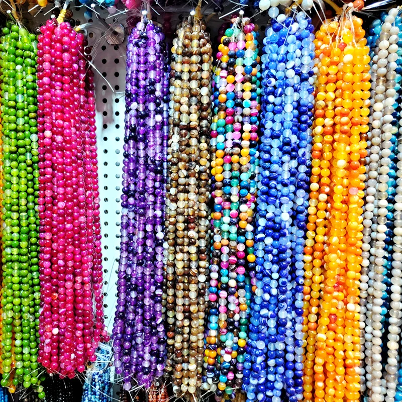 2021 Миксированные натуральные каменные гладкие бусины лавы и агаты, свободные аксессуары для изготовления браслетов, ожерелий и ювелирных изделий.