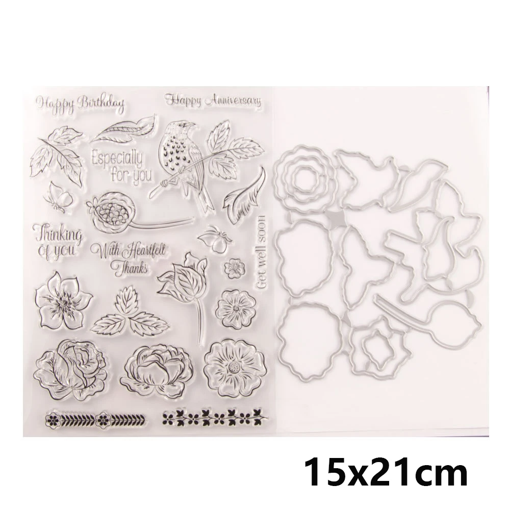 Набор штампов и с листьями цветами птицами металлические штампы для вырезания