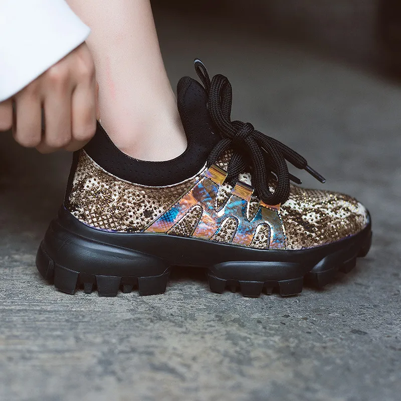 FEDONAS Brand Women Crystal Decoration Genuine Leather Sneakers Top Quality Flats Platform Casual Shoes Woman New Women Flats