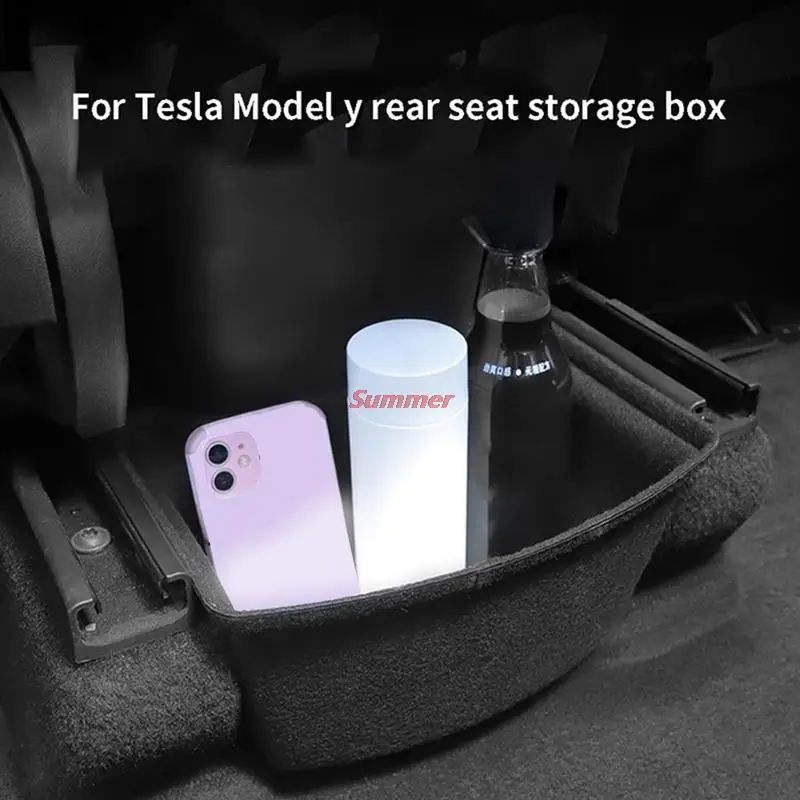 

For Tesla Model Y 2021 Under Central Control Storage Box Flocking Organizer