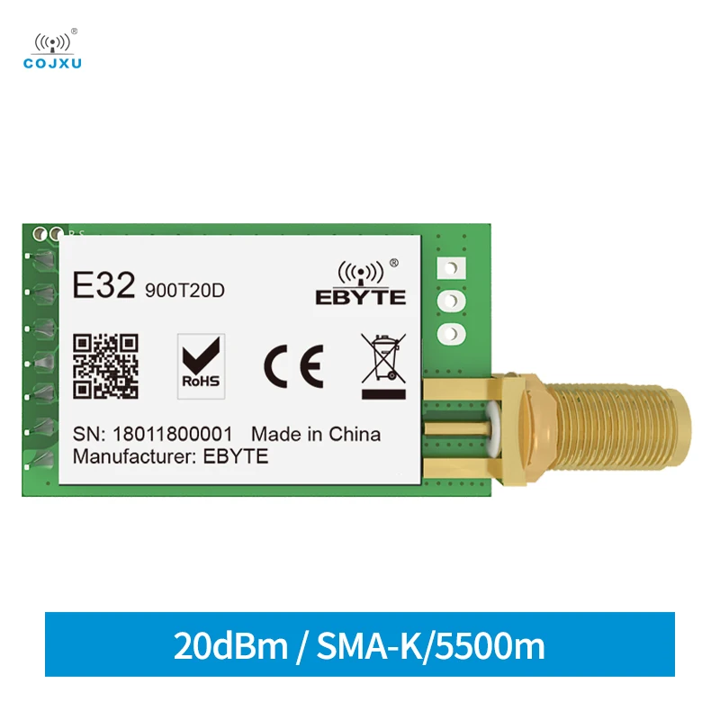 

E32-900T20D LoRa SX1276 Module RF UART 868/915MHz 20dBm 5.5km Wireless Transceiver Transmitter Receiver Module For IOT