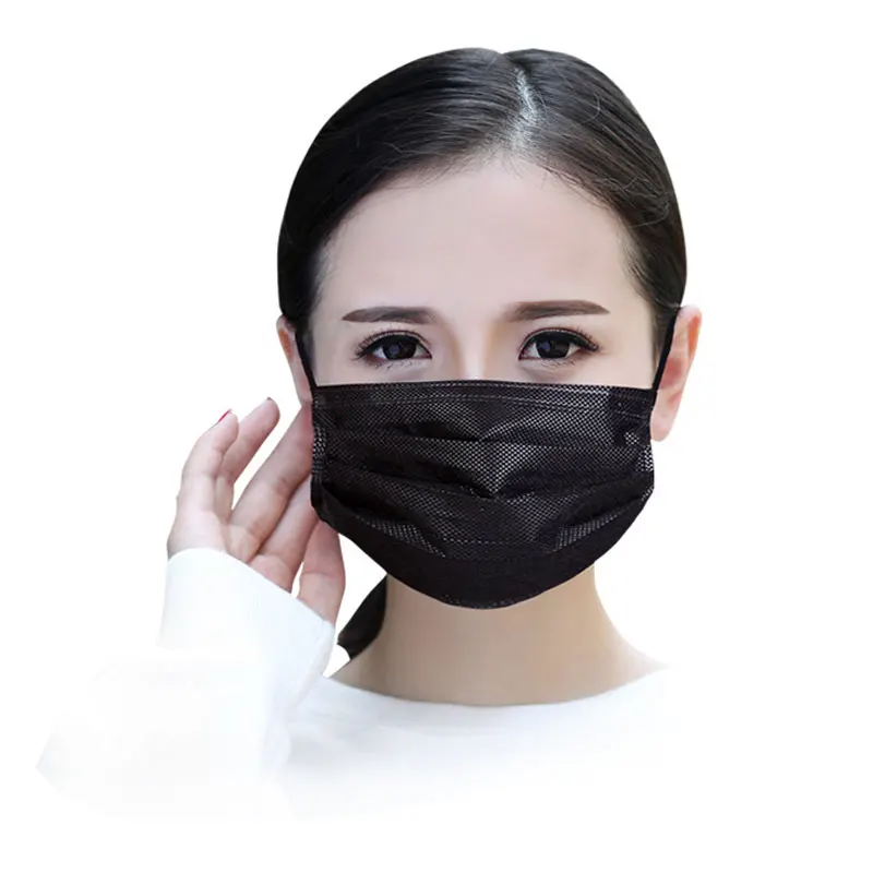 Black 10 шт./лот, черная Нетканая одноразовая маска для лица, 4 слоя, медицинская стоматологическая Ушная петля, активированный уголь, Анти-пыль, хирургические маски для лица - Цвет: Black