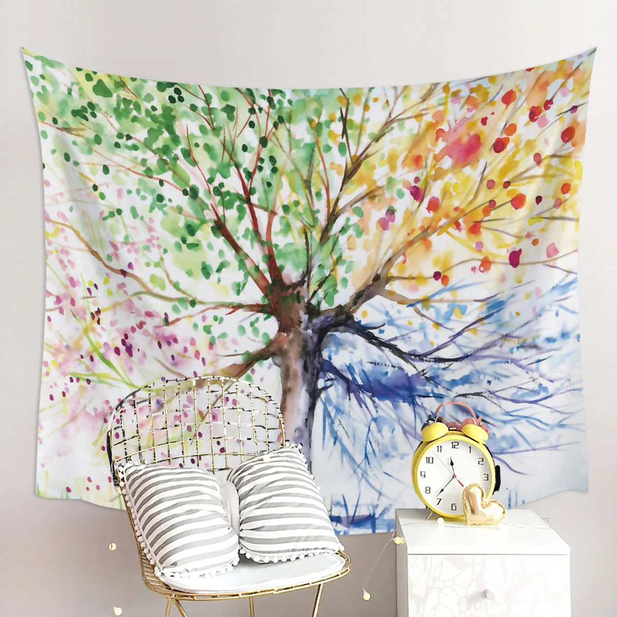 Colorful Life Tree Art Print Tapestry Boho Mandala Tapestries Witchcraft Wall Hanging Hippie Bedspread Blanket Beach Mat | Дом и сад