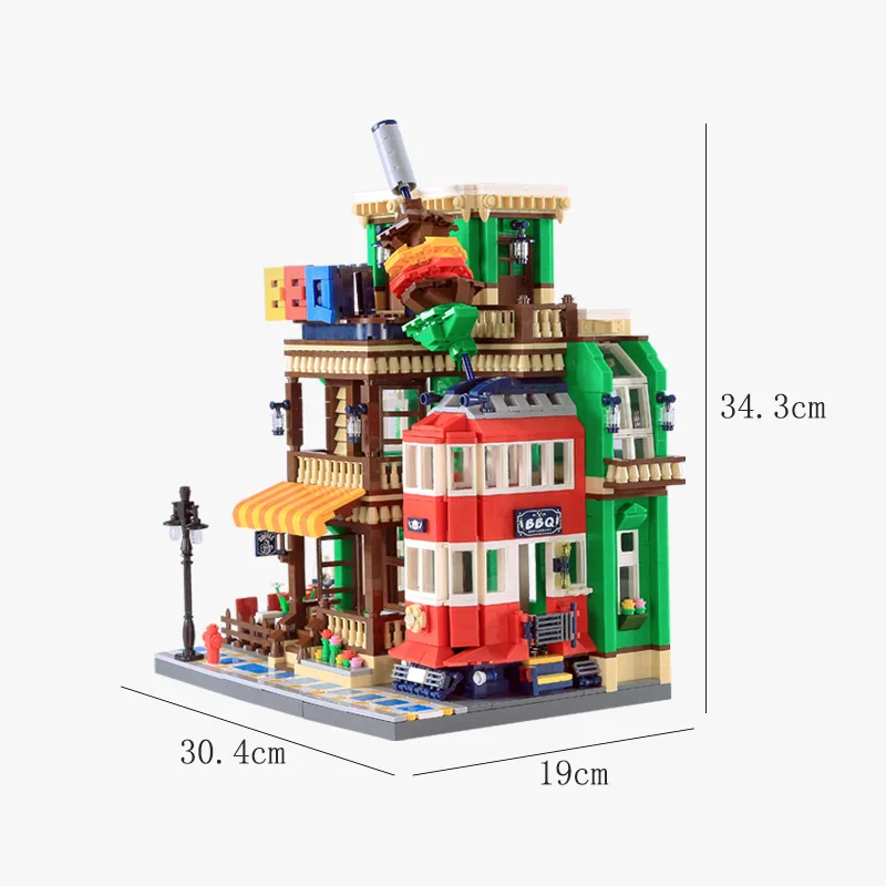 

Wange 6313 City Blocks 1922 PCS Bricks Architecture Building Blocks BBQ Restaurant Creative Bricks Blocks Toy for Children Gifts