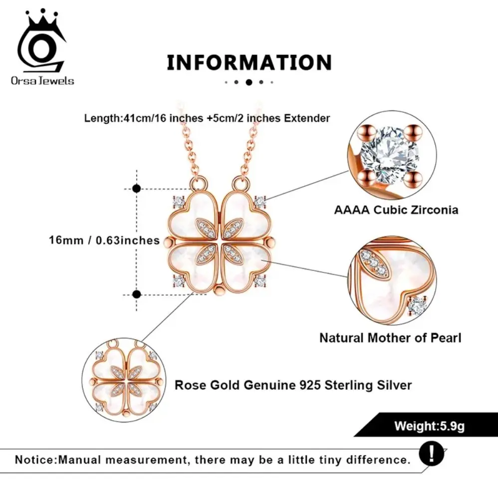 ORSA JEWELS 2 способа ношения! 925 Серебристые Магнитные Элементы ожерелье с подвеской в