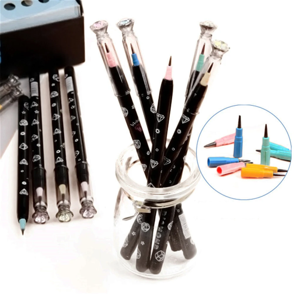 

4pcs Non-sharpening Pencils Diamond Pen Cap HB Lead Students Writing Pens School Stationery Pencil for Kids Office Supplies