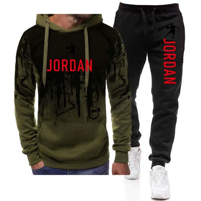

Men's Sportswear 2 Pieces Hooded Sportswear + Pants Pullover Hooded Sports Shirt Set Ropa Hombre Fashion Casual Men's Size S-3XL