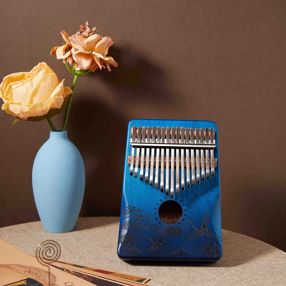 

Gradient Crane 17 Keys Kalimba Mahogany Wood Thumb Finger Piano African Sanza Mbira with Tuning Hammer Sticker Bag for Beginner