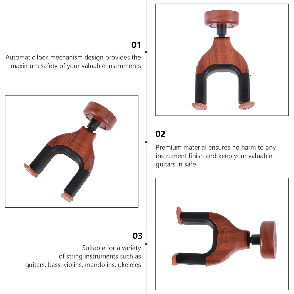 

Guitar Wall Hanger Auto Lock Rack Hook Holder Wall Mount Bracket for String Insturments Guitar Acoustic Bass Mandolin
