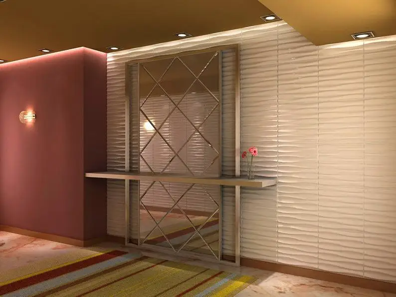 

50x50cm 3D Plant Fiber Wall Panels Textured Design Art Tiles for Bedroom Living room Wall Decoration Pack of 12 Tiles 32 Sq Ft