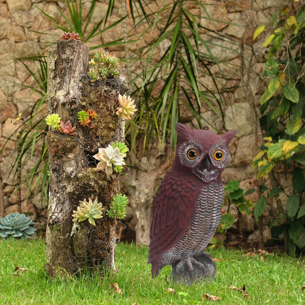 

1Pc Bird Repeller Owl Sculpture Garden Decor Novel Artware Light Brown