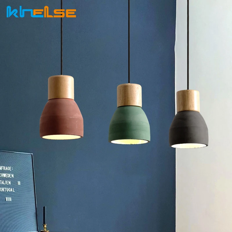 Nordic Concret Indoor Led Pendant Lamp Cement Wood Hanging Lights Fixture Vintage Loft Restaurant Bedroom Bar Cafe Aisle | Лампы и