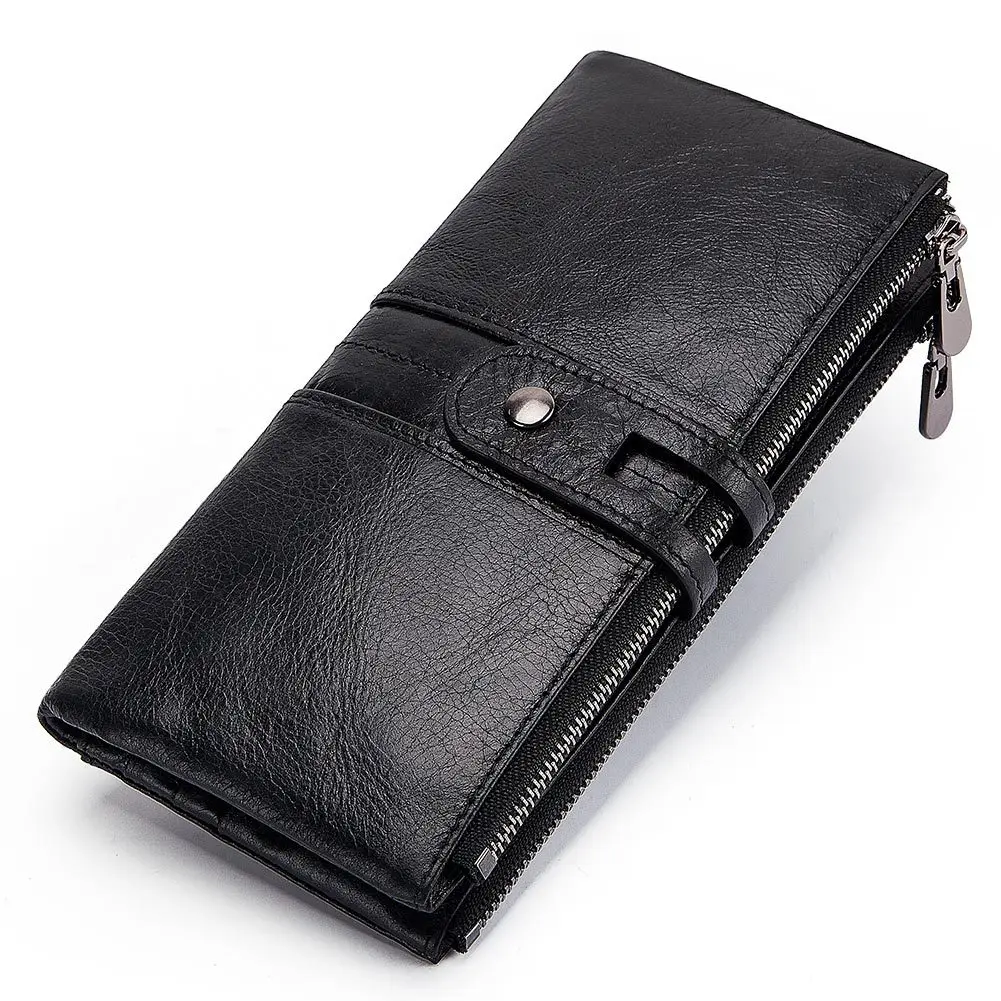 803-black Genuine Leather Women Wallet GZCZ Casual Men Wallet Women Long Wallet In Women`s Wallet and Purses Retro Rfid Women Short Wallet - Цвет: 803-black