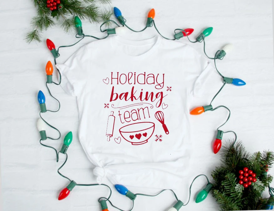 

Christmas shirt Holiday baking team funny graphic slogan cotton casual tumblr Baking family t-shirt harajuku aesthetic tee- K401