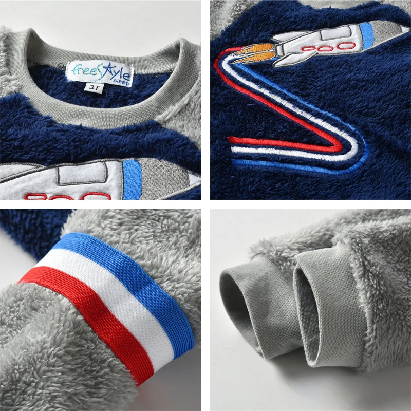 Топы с рисунком ракеты для маленьких мальчиков и девочек блузка длинными