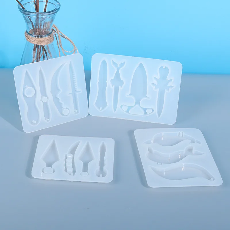 4 Types Shuriken Resin Molds Kunai Keychain Mold DIY Silicone Mold for Epoxy Pendant Craft