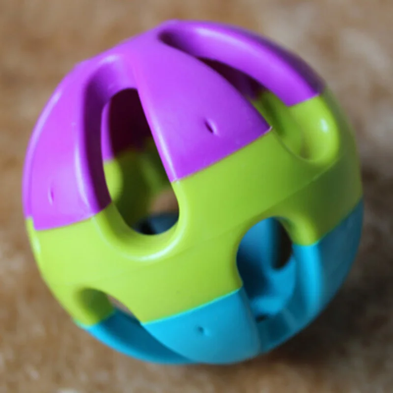 

HOT!!! Pet Dog Cat Toy with Small Bell Colorful Rubber Round Ball Toy Dia 7.5cm
