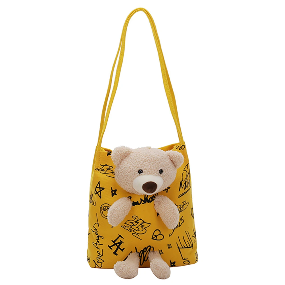 

Модная холщовая женская сумка с милым мультяшным медведем, повседневные дамские сумочки на плечо, дорожные тоуты для шоппинга, кошелек