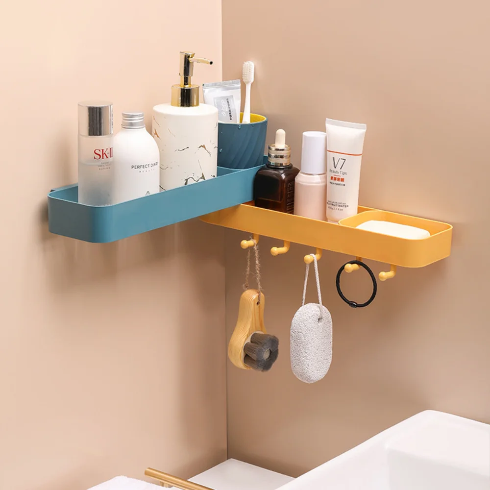 

2021 Summer New No-Punch Bathroom Shelf Bathroom Rotating Wall Storage Shelf