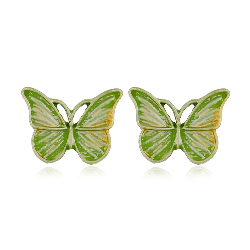 

Minar Fairy Multi Coloured Butterfly Earrings for Women Mujer Metallic Plaid Small Simulation Wing Stud Earrings Pendientes 2021
